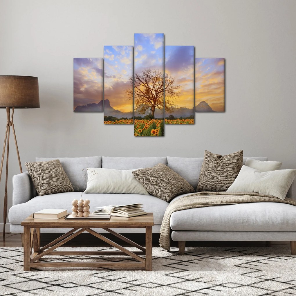 Obraz - Krajina so slnečnicami (150x105 cm)