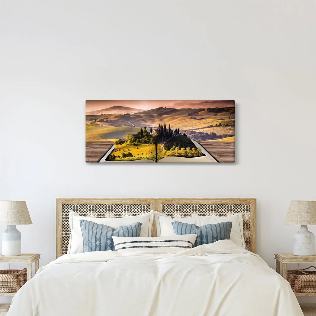 Obraz krajiny v knihe (120x50 cm)