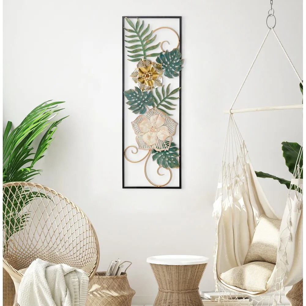 Kovová závesná dekorácia so vzorom kvetín Mauro Ferretti Campur -A-, 31 x 90 cm