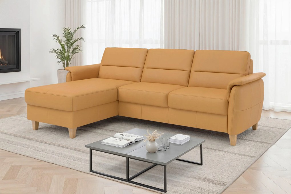 XXXLutz ROHOVÁ SEDAČKA, koža, kari žltá Sit & More - Sedačky - 00014403327H