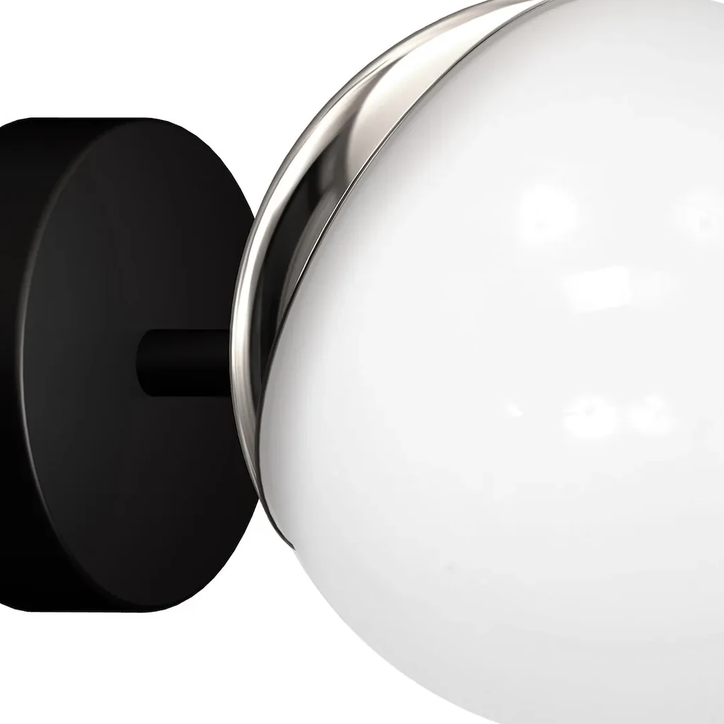 Nástenné svietidlo Sfera, 1x biele sklenené tienidlo, b/ch