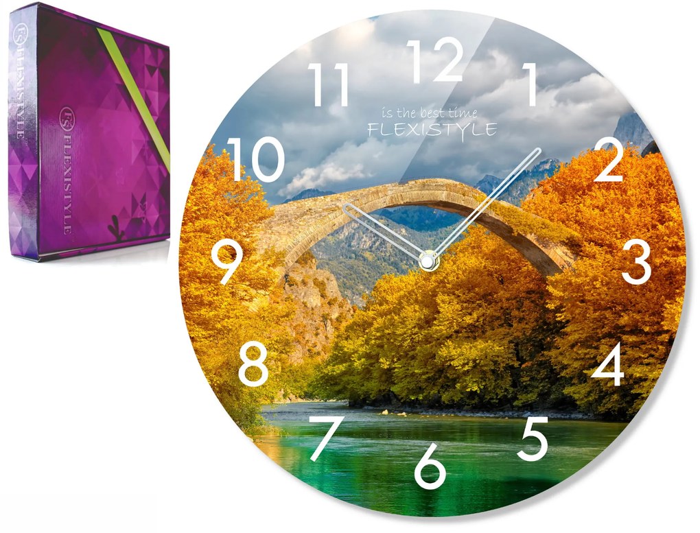 Dekorstudio Sklenené hodiny na stenu BRIDGE
