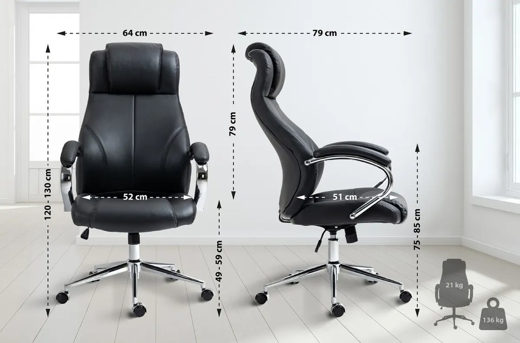 Design-Shop Kancelárska stolička Salford - koža - Čierna