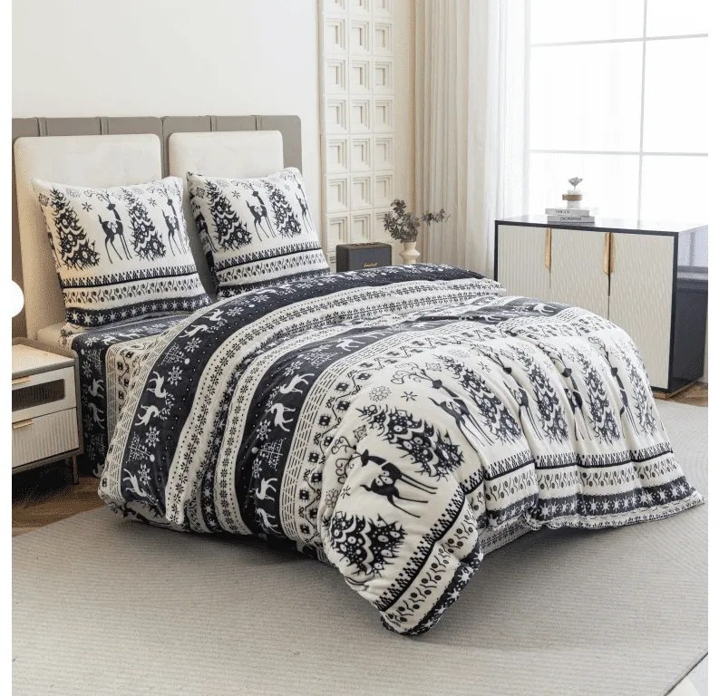 Mikroplyšové obliečky WINTER DEER sivé Rozmer obliečky: 70 x 90 cm | 140 x 220 cm