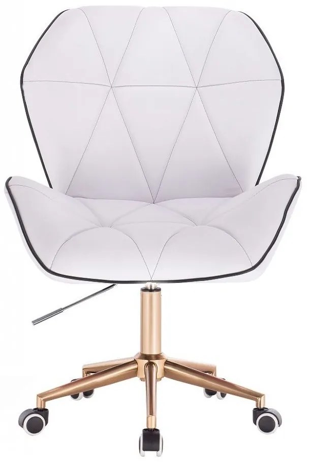 LuxuryForm DESIGN Stolička MILANO MAX na zlatej podstave s kolieskami - biela