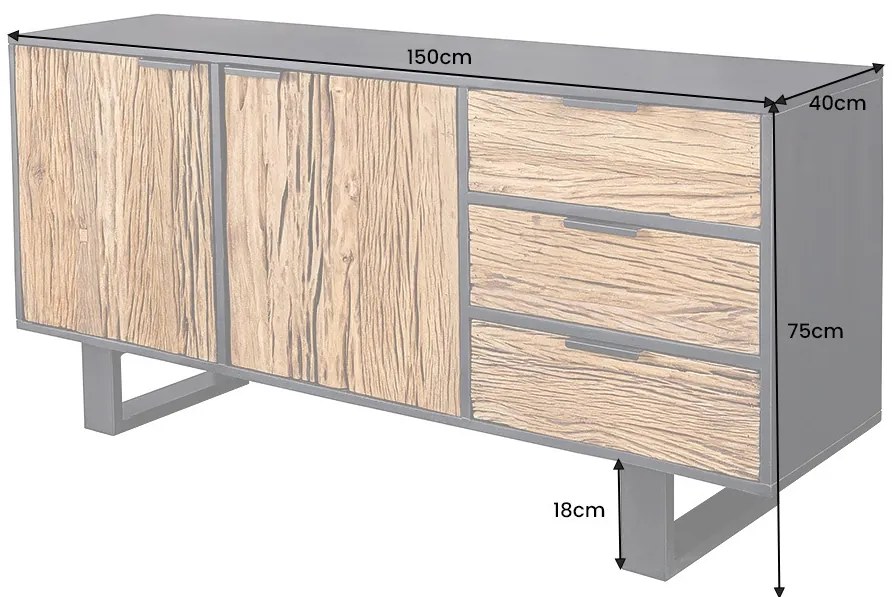 Dizajnová komoda Shark 150 cm mango / teak