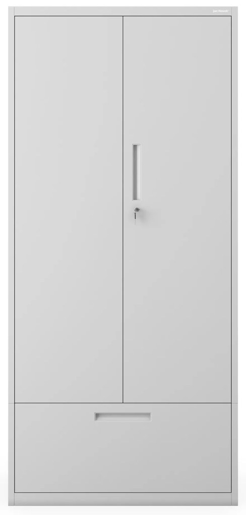 Kovová skriňa MEGAN – sivá, zásuvka na dokumenty, 195 cm