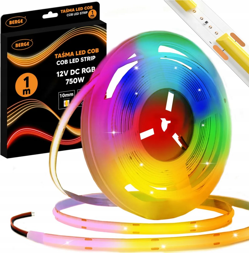 BERGE LED pásik RGB Neon COB 12V - 450D - 15W/m - IP20 - 1m