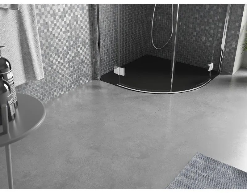 Mexen Bert, SMC štvrťkruhová sprchová vanička 90 x 90 cm, čierna, 4KR709090