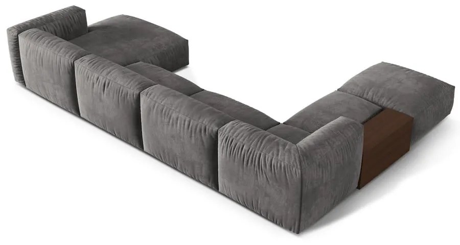 Sivá zamatová modulárna rohová pohovka (ľavý roh/do tvaru "U") Martina – Micadoni