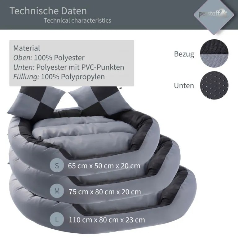 Petstuff pelech pre psa, šedo-čierny, 75 x 80 x 20cm