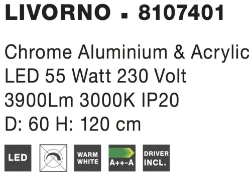 LED luster Livorno 60 Chrome