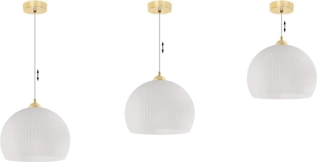 Závesné svietidlo Riffle 5, 1x biele sklenené tienidlo, g