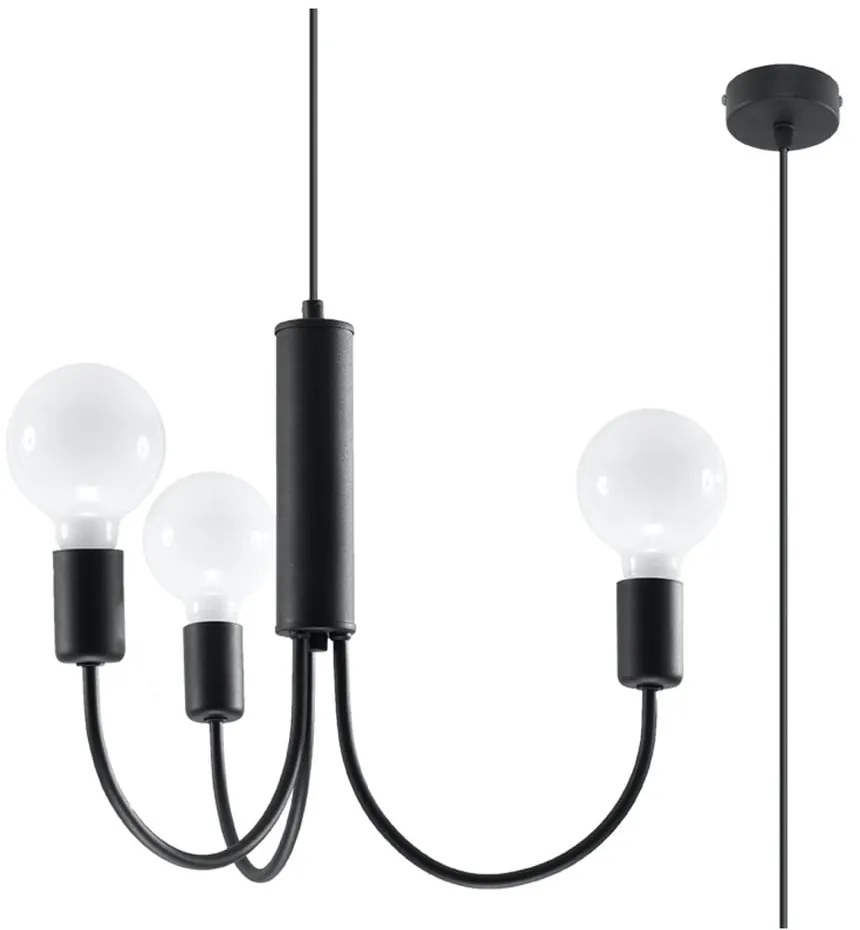 Čierne závesné svietidlo ø 45 cm Karim – Sollux