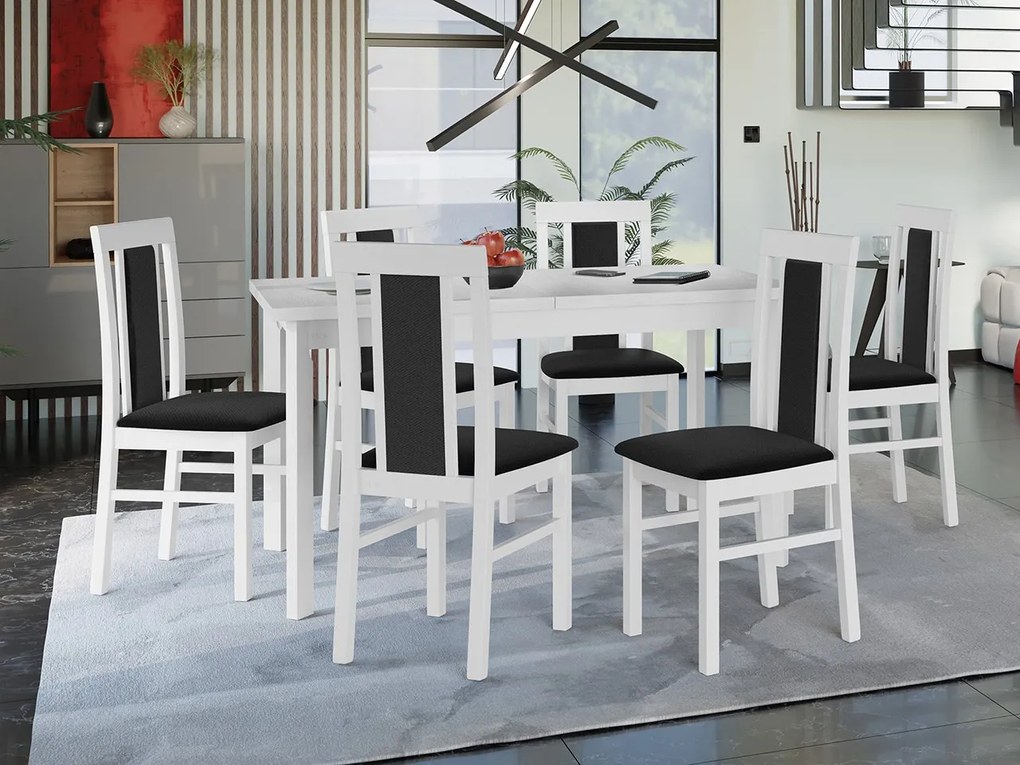 Rozkladací stôl so 6 stoličkami - AL34, Morenie: Orech - L, Poťahové látky: 25x - Paros 2