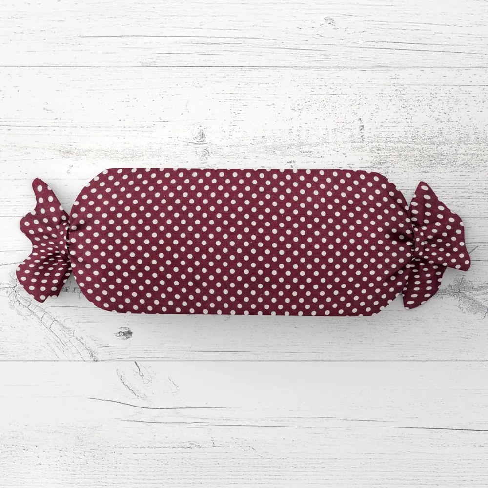Biante Vankúš valec bonbon Sandra SA-339 Biele bodky na tmavo červenom 15x100 cm