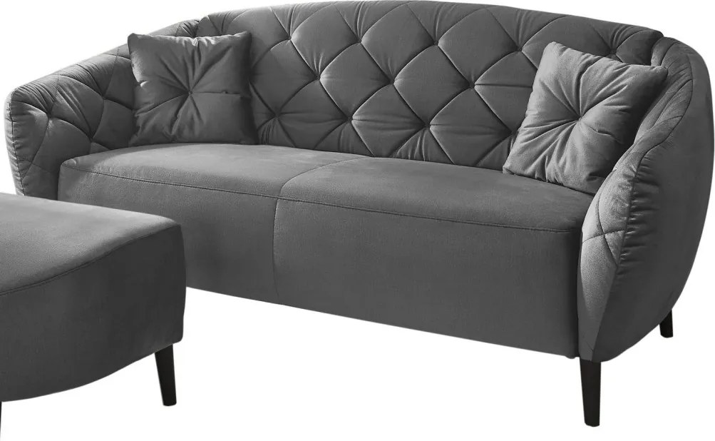 Pohovka s prešitím Leeds, šedá zamatová látka