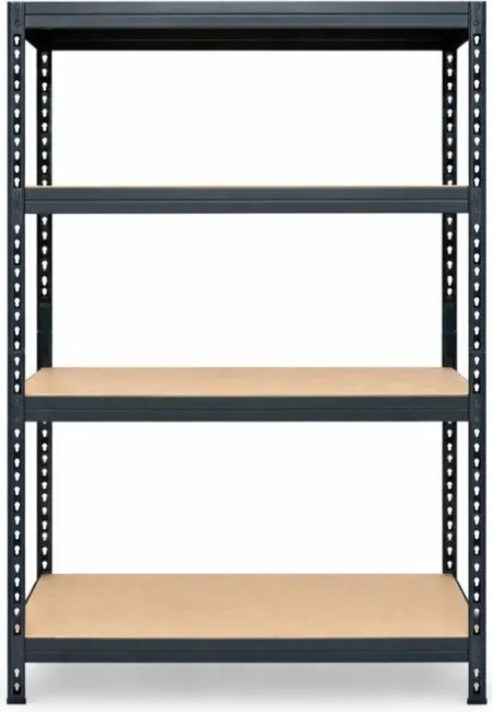 Regál 150x70x30 cm lakovaný 4-policový, nosnosť 80 kg, RIVET - čierny
