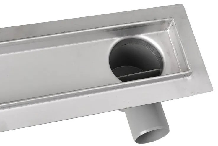 Aqualine Aqualine, PAVINO podlahový žľab z nerezové oceli s roštom na dlaždice, L-760, DN50, 2710-80
