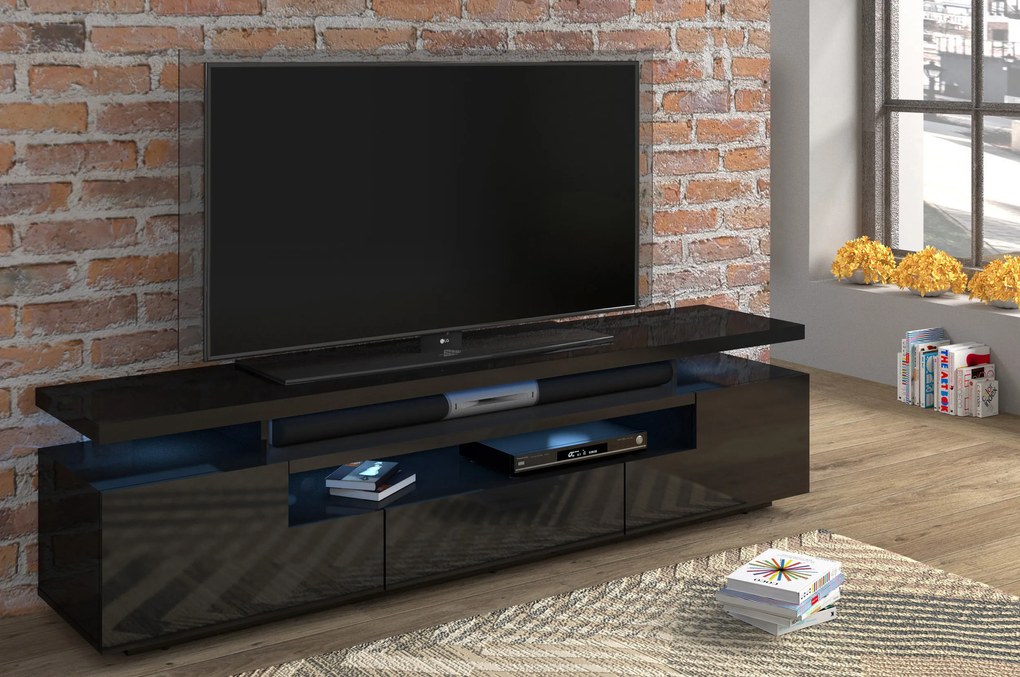 TV stolík/skrinka Evina (čierny lesk). Akcia -20%. Vlastná spoľahlivá doprava až k Vám domov. 1124928
