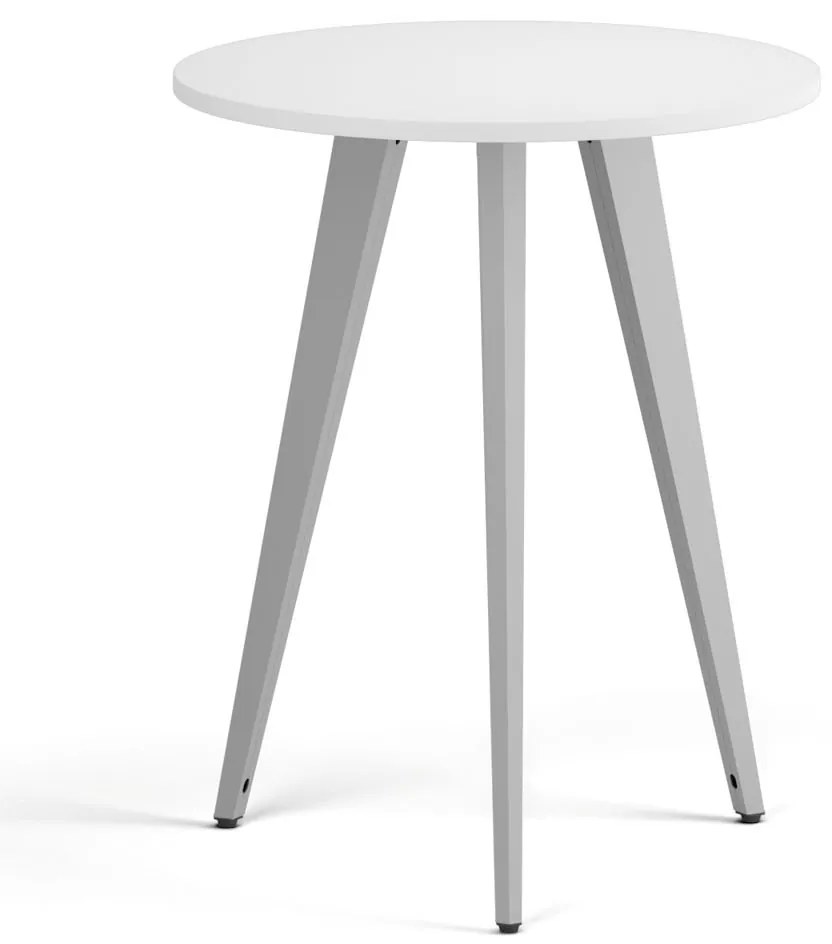 Konferenčný stôl PRIMO VIBE, priemer 60 cm, sivostrieborná podnož, biela