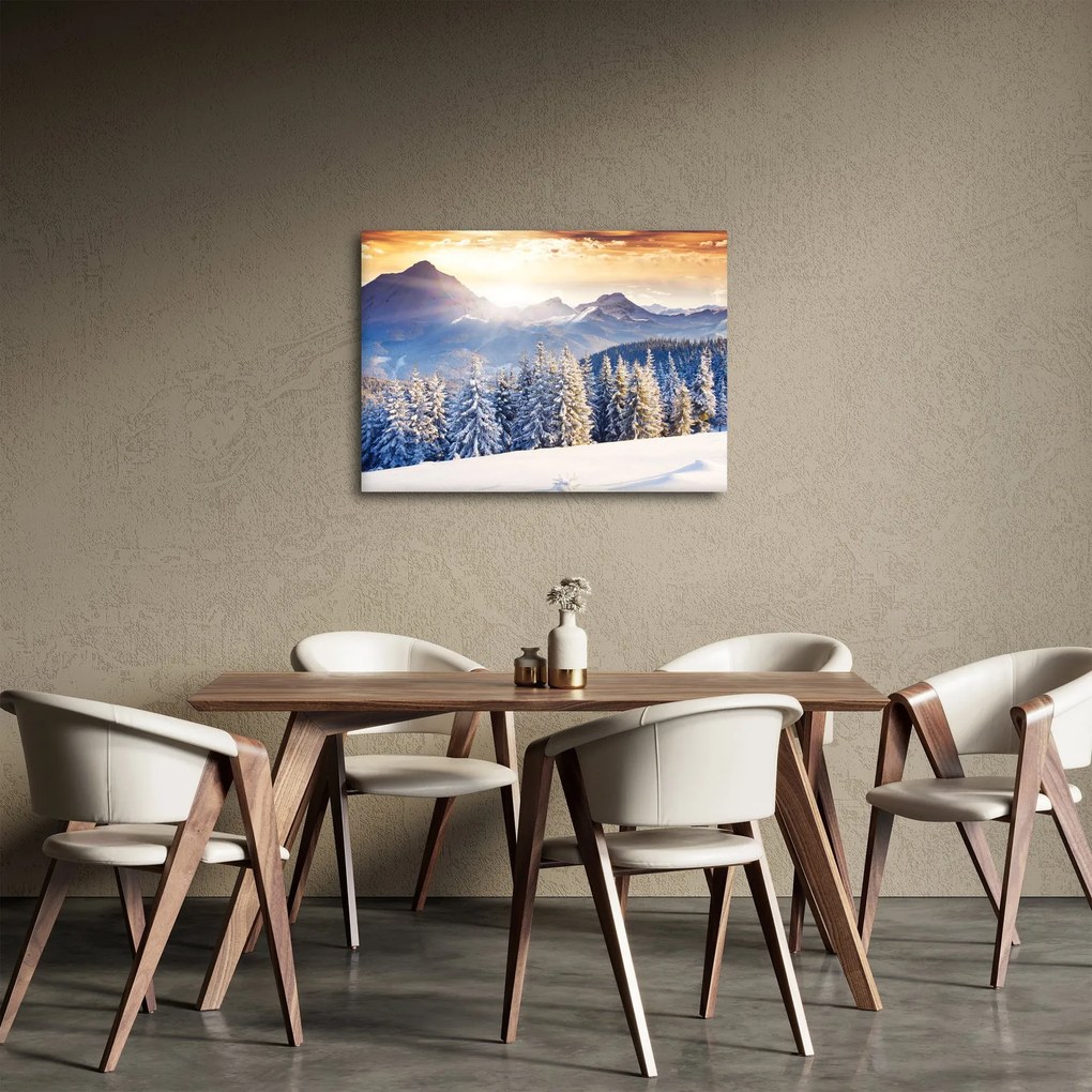 Obraz - Horská krajina v zime (70x50 cm)