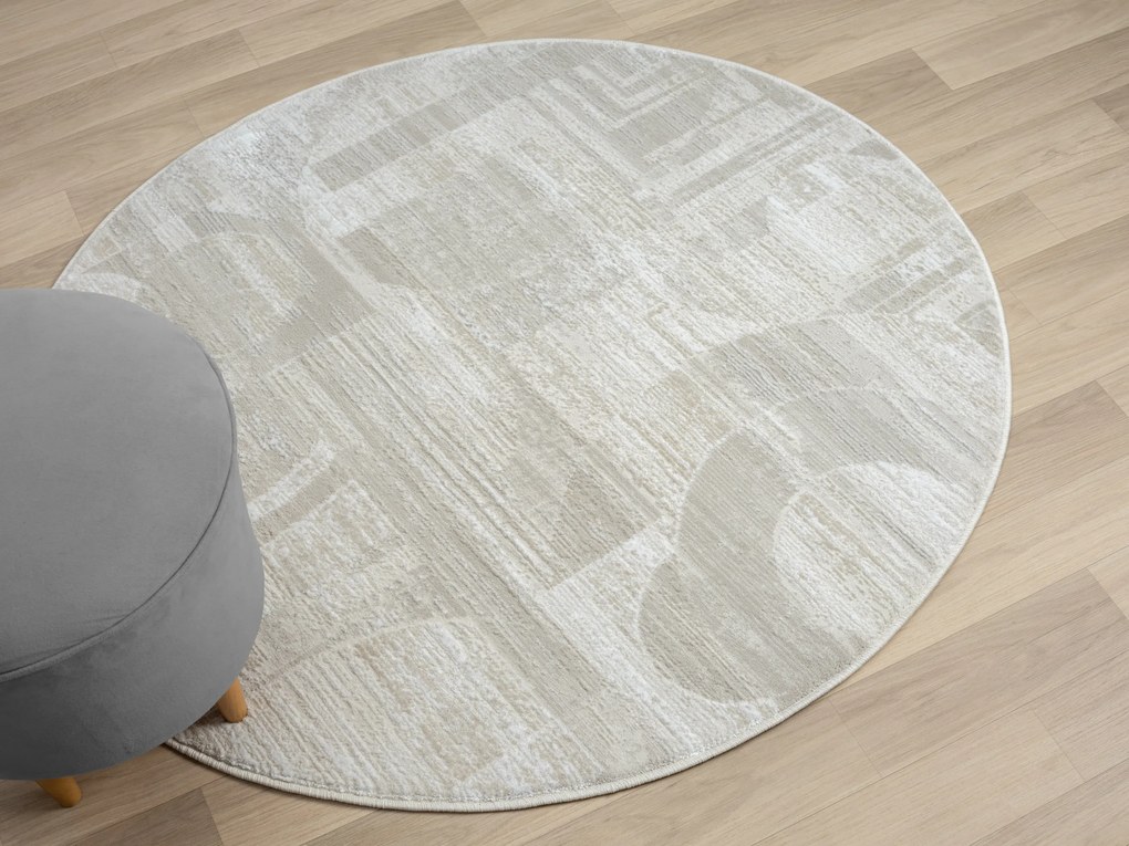 My Flair, Kusový koberec My Circles CA60022 creme kruh, 120x120 (priemer) kruh, béžová, chodba / predsieň