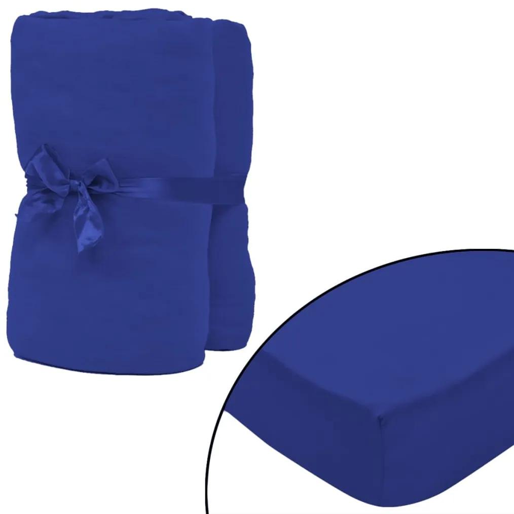 vidaXL Prestieradlo na posteľ, 2 ks, bavlna "jersey", 180x200-200x220 cm, modré