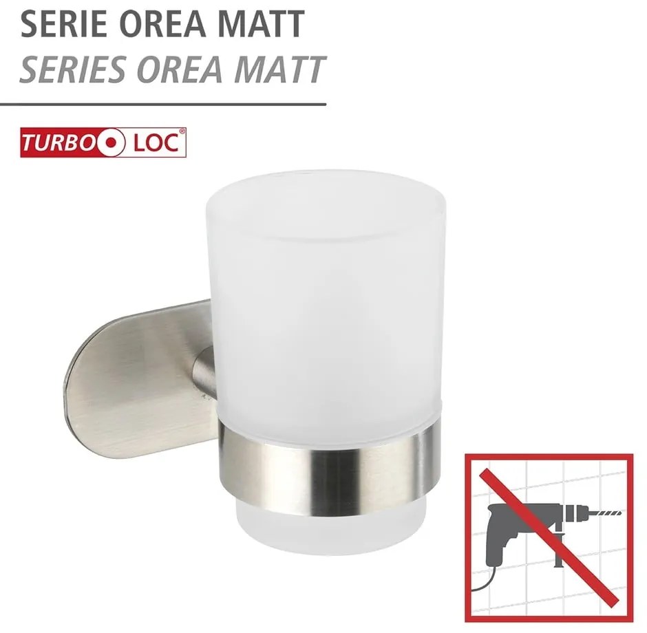 Samodržiaci sklenený téglik na zubné kefky v matne striebornej farbe Orea – Wenko