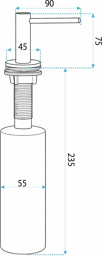 Vstavaný dávkovač mydla/saponátu REA DEX, 300 ml, kartáčovaná meď