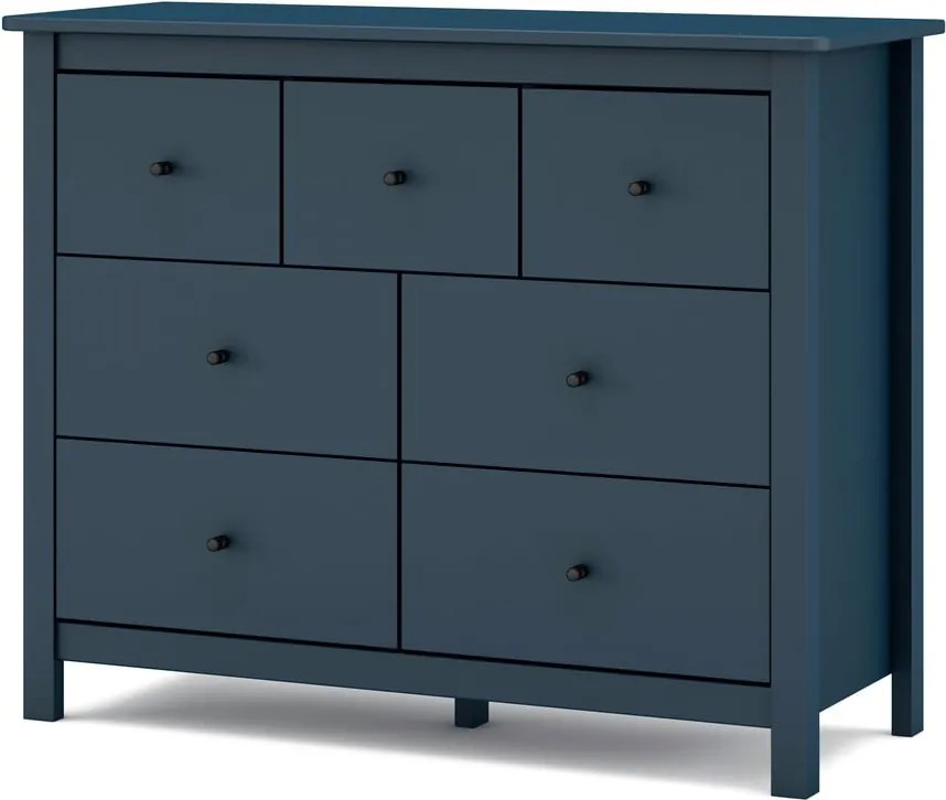 Tmavomodrá nízka komoda z borovicového dreva 110x80 cm Misti - Marckeric