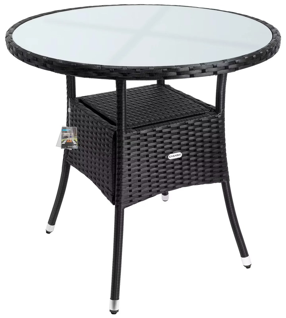 InternetovaZahrada Ratanový stôl Ø80 cm - čierny