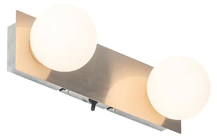 Moderné nástenné oceľové svietidlo 28 cm IP44 2-svetlá - Cederic