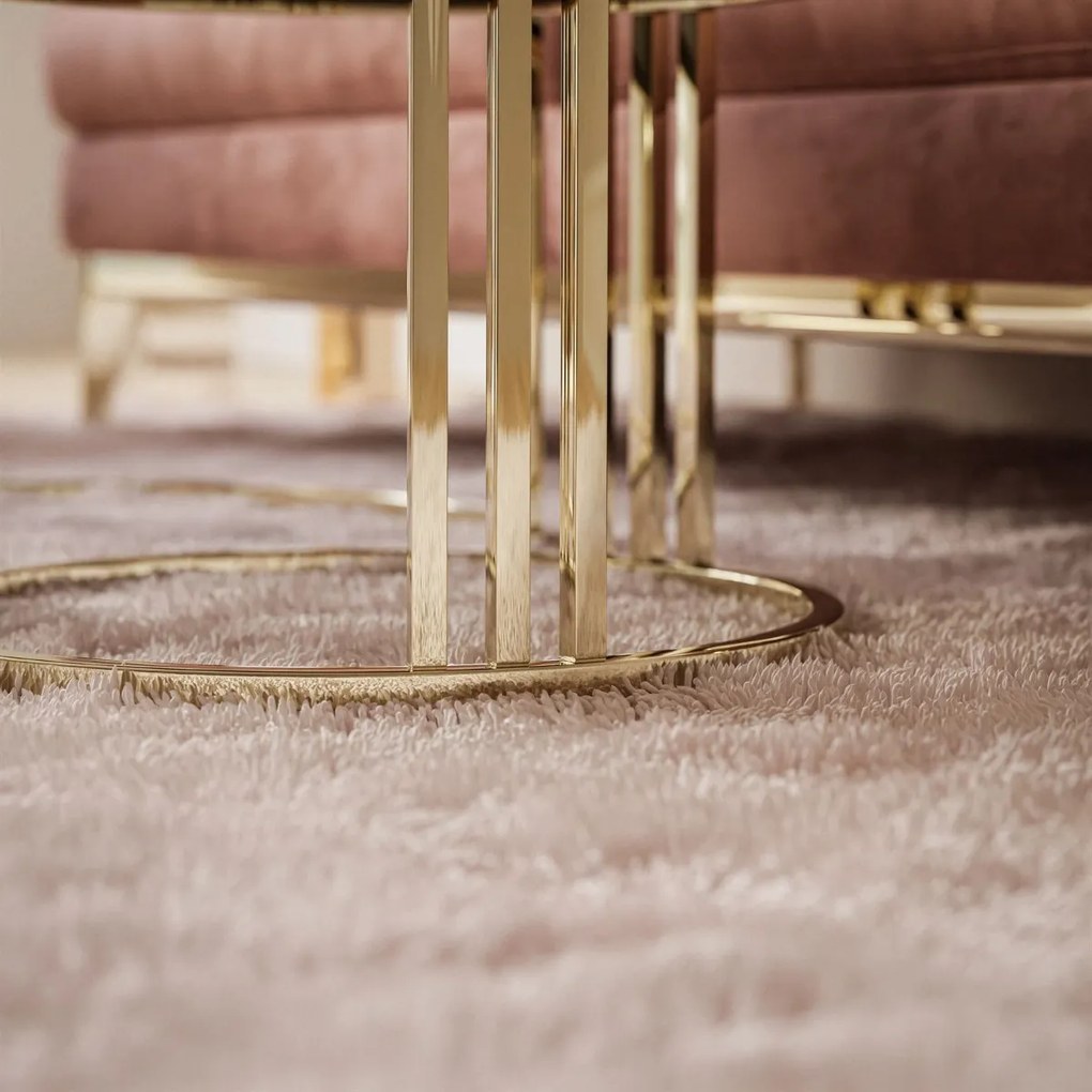 OKRÚHLY KONFERENČNÝ STOLÍK 2v1 LEONARDO 2 GLOSS CHROME ČIERNY LESK + ZLATÝ