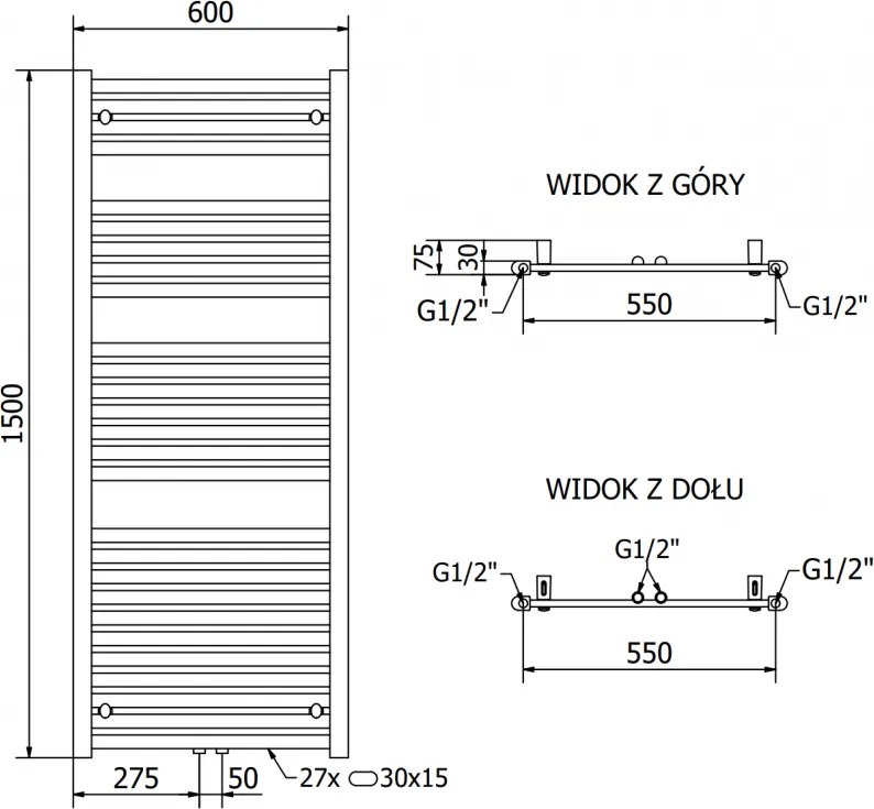 Mexen Hades, elektrické vykurovacie teleso 1500 x 600 mm, 900 W, biela, W104-1500-600-2900-20
