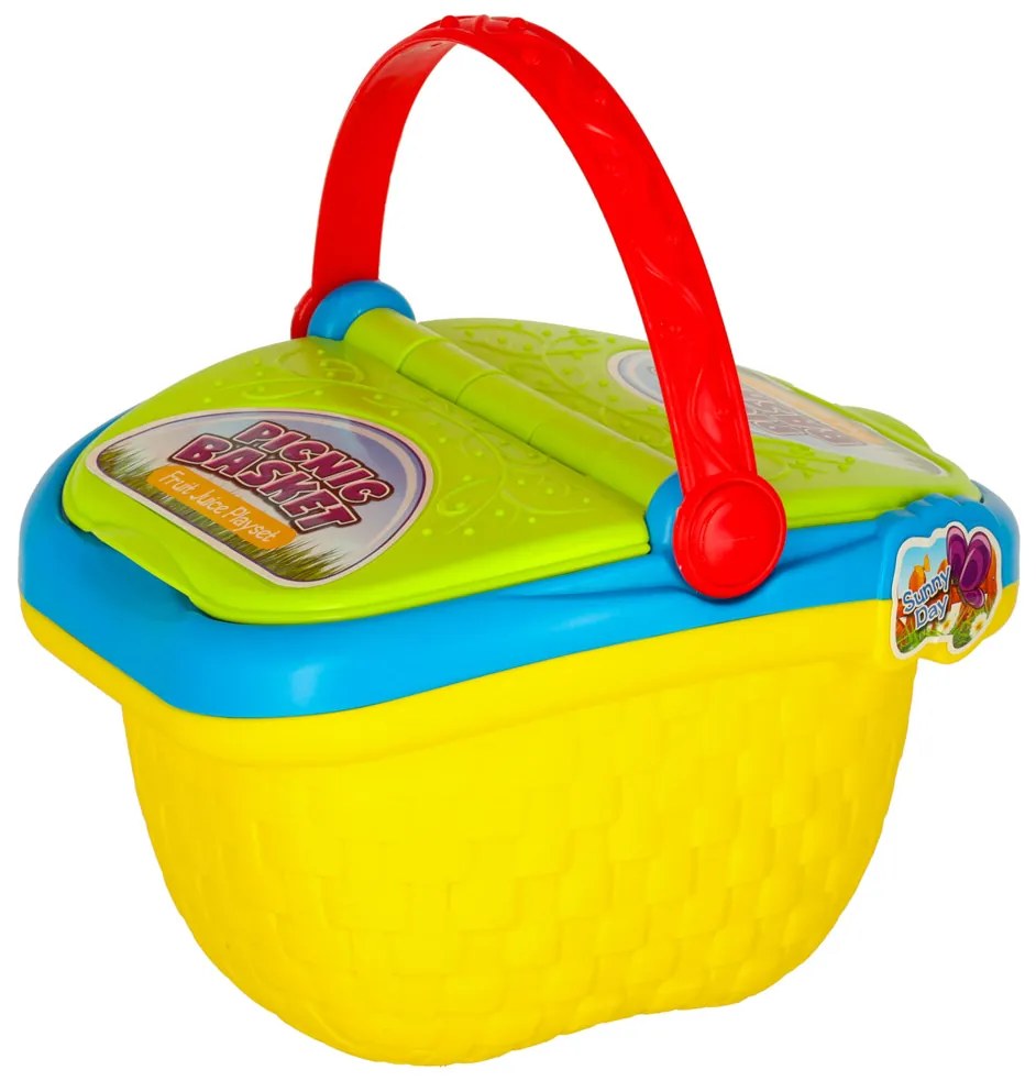 KIK Detský piknikový kôš - hračka set s ovocnými džúsmi, nápojmi a jedlom, 3+, bez batérií