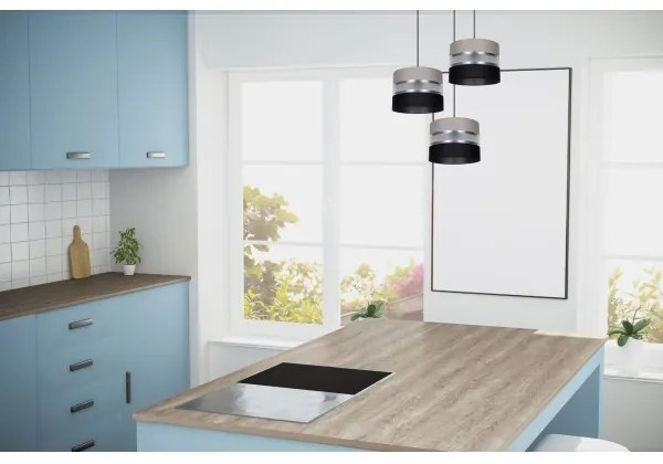 Luster na lanku CORAL 3xE27/60W/230V čierna/šedá/chróm pr. 45 cm