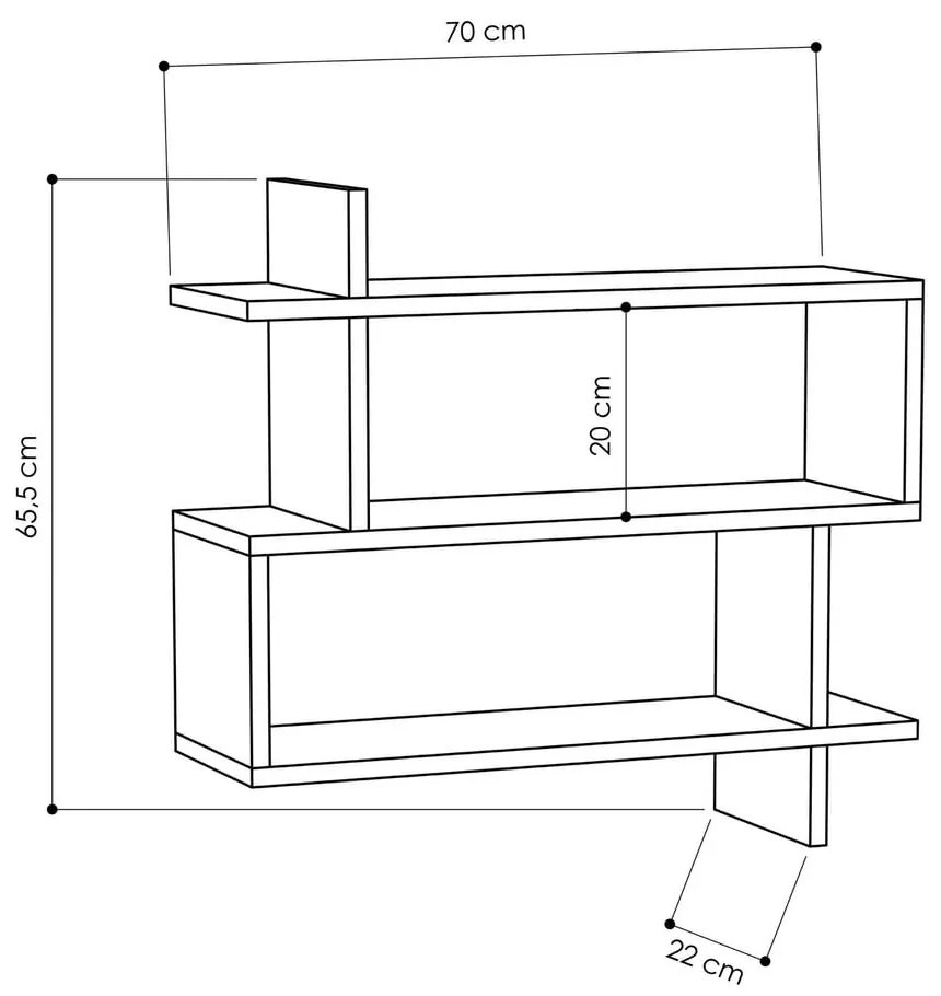 Poschodová polica v dekore duba v prírodnej farbe 70 cm Paralel – Kalune Design
