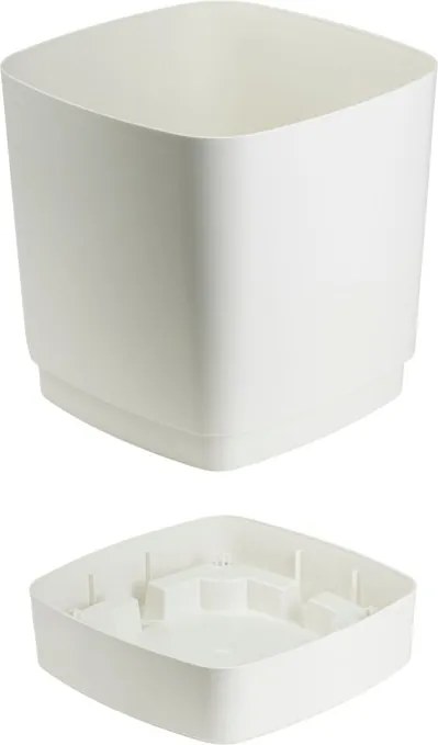 Plastový květináč s podmiskou Cubi 19x19 cm - výber z 6 prevedení