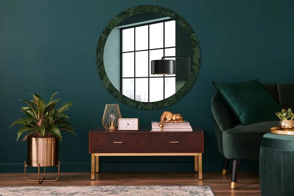 Okrúhle ozdobné zrkadlo na stenu Zelený mramor fi 100 cm