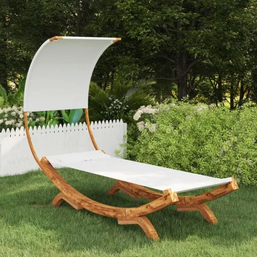 vidaXL Hojdacia sieť so strieškou 100x216x162 cm masívny smrek krémová-