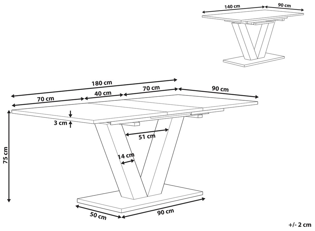 Rozkladací jedálenský stôl 140/180 x 90 cm svetlé drevo LIXA Beliani