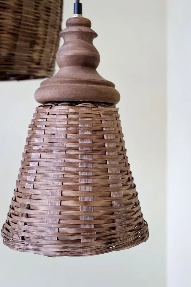 Prírodné antik závesné svetlo s bambusovým tienidlom Lamp Bamboo - Ø41*52cm/ E27/ 40W
