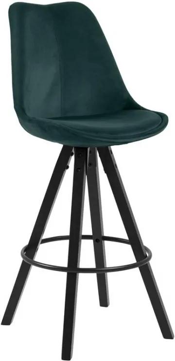 Barová židle Damian, samet, lahvově zelená/černá SCHDN0000076719 SCANDI |  BIANO