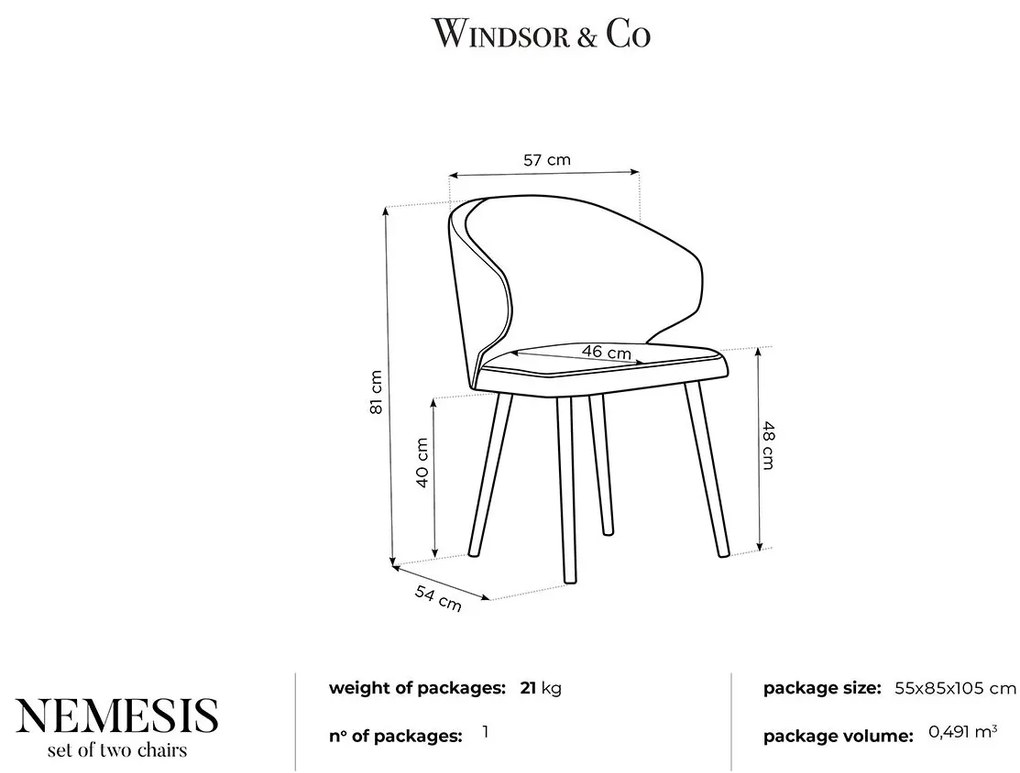 Zelená Zamatová stolička Nemesis dĺžka 57 × šírka 54 × výška 81 cm WINDSOR & CO