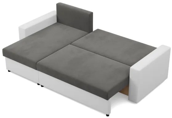 Rohová rozkladacia sedačka LUNA popolová / biela