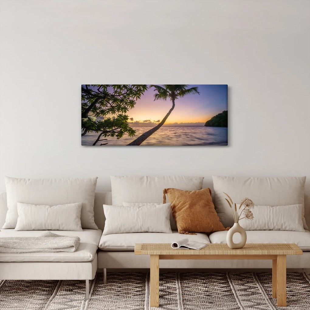 Obraz palmy na pláži (120x50 cm)