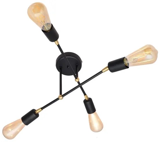 Prisadený luster ROSETTE 4xE27/15W/230V čierna/zlatá