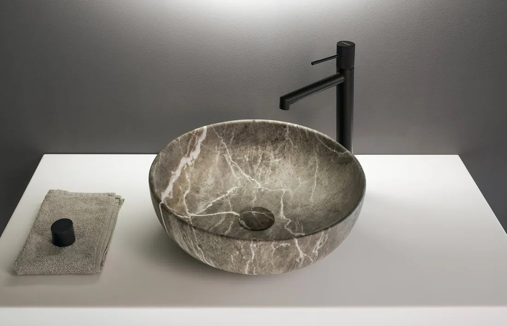 Sapho Sapho, RONDANE keramické umývadlo na dosku priemer 41cm, breccia marmor, AR435BM