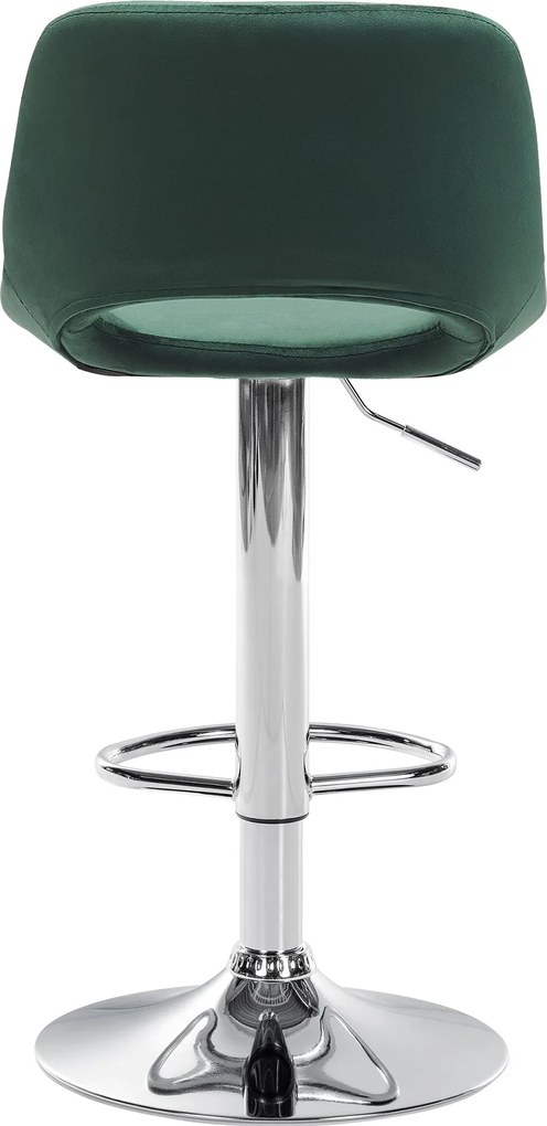 Barová stolička Camden - zamat, chróm rám - Zelená